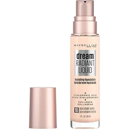 Maybelline dream Radiant Liquid Medium Coverage Hydrating Makeup, Lightweight Liquid Foundation, Alabaster, 1 Fl. Oz