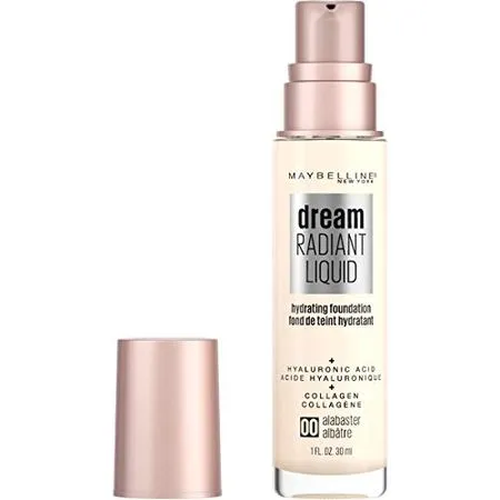 Maybelline dream Radiant Liquid Medium Coverage Hydrating Makeup, Lightweight Liquid Foundation, Alabaster, 1 Fl. Oz