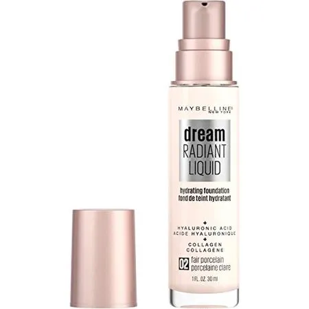 Maybelline dream Radiant Liquid Medium Coverage Hydrating Makeup, Lightweight Liquid Foundation, Alabaster, 1 Fl. Oz