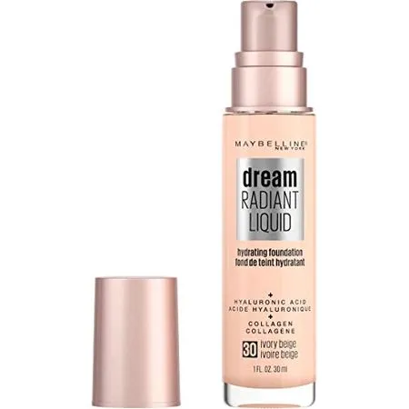 Maybelline dream Radiant Liquid Medium Coverage Hydrating Makeup, Lightweight Liquid Foundation, Alabaster, 1 Fl. Oz