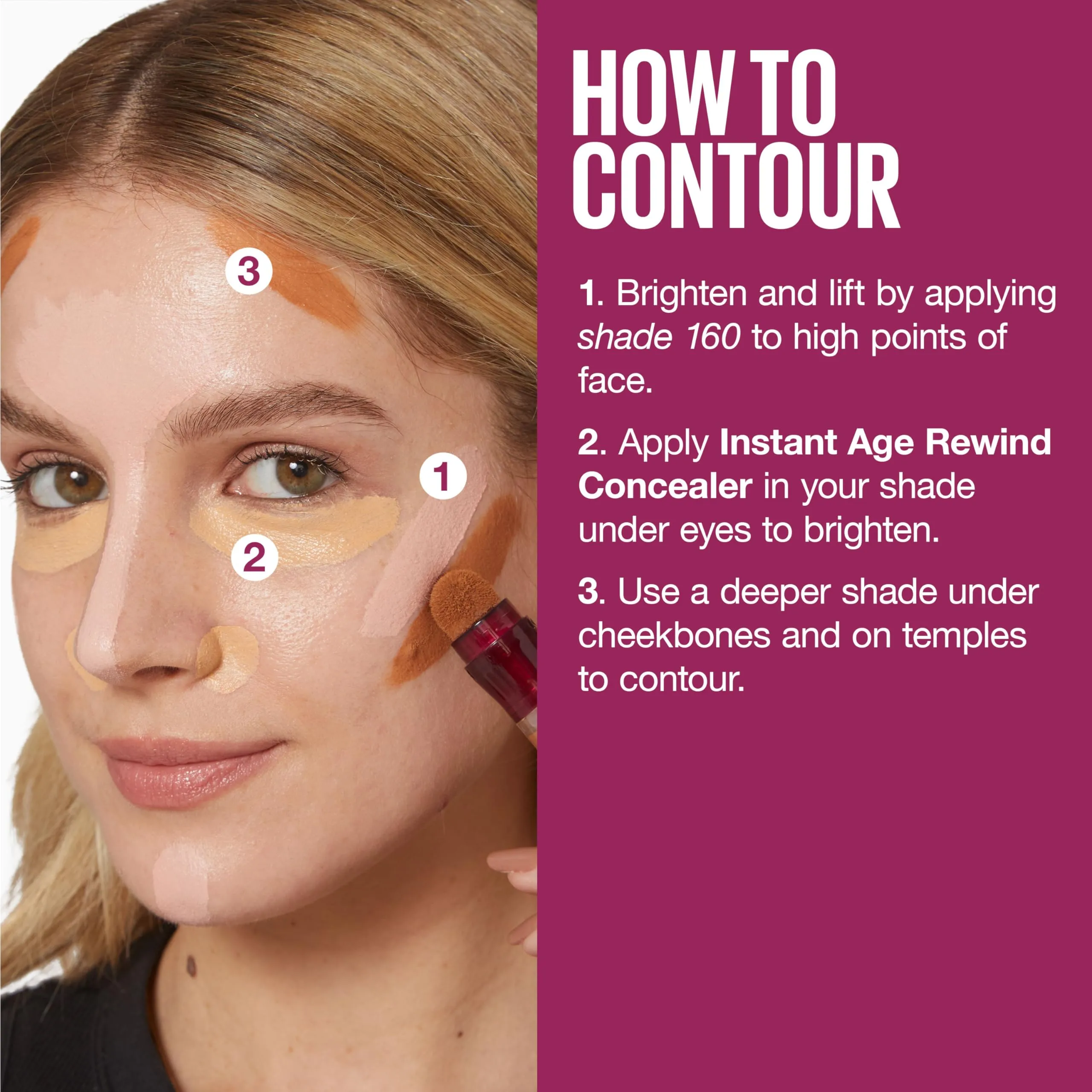Maybelline New York Multi-Use Concealer and Contour Product, Under Eye Dark Circles Treatment, Corrects Redness and Brightens Dull Skin, Instant Age Rewind Eraser, 6 ml, Shade: 20 Light