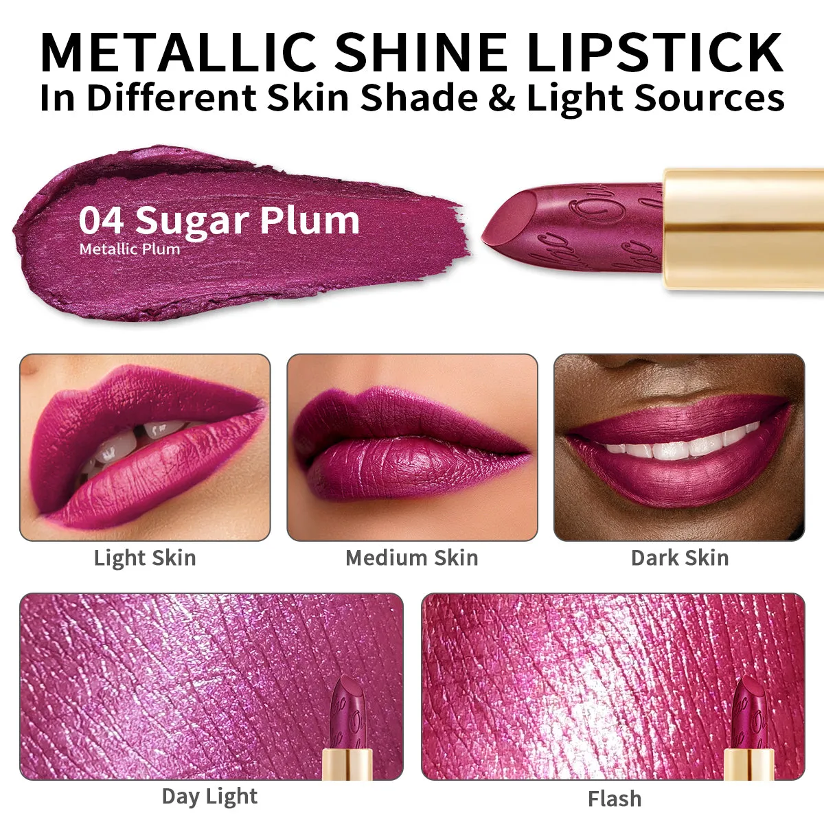 Metallic Shine Lipstick | D04 Sugar Plum