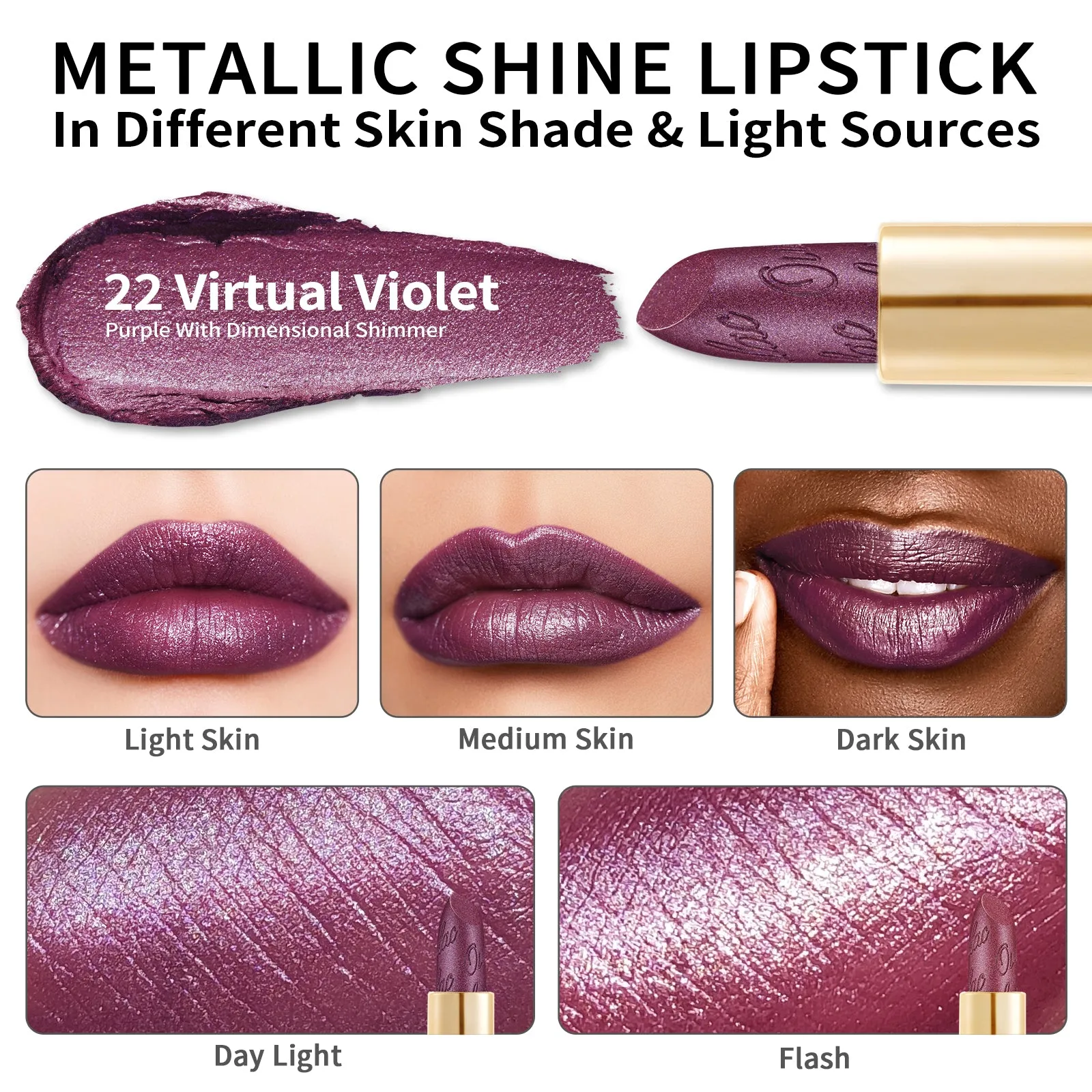 Metallic Shine Lipstick | D22 Virtual Violet