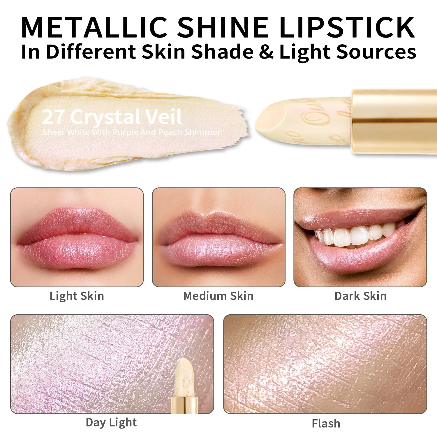 Metallic Shine Lipstick | D27 Crystal Veil