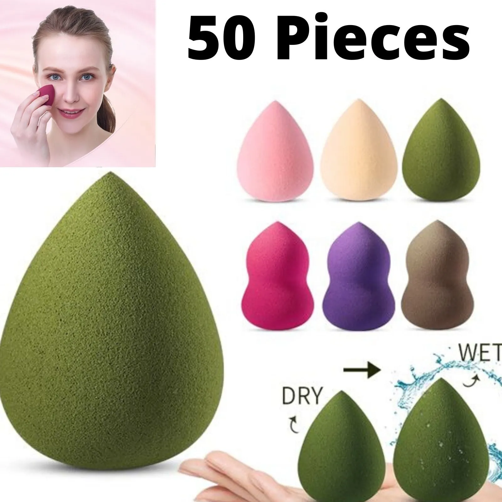 Mini Makeup Sponge Beauty Blenders Cosmetic Puff Powder Professional Foundation Cream Tool 50 Pieces