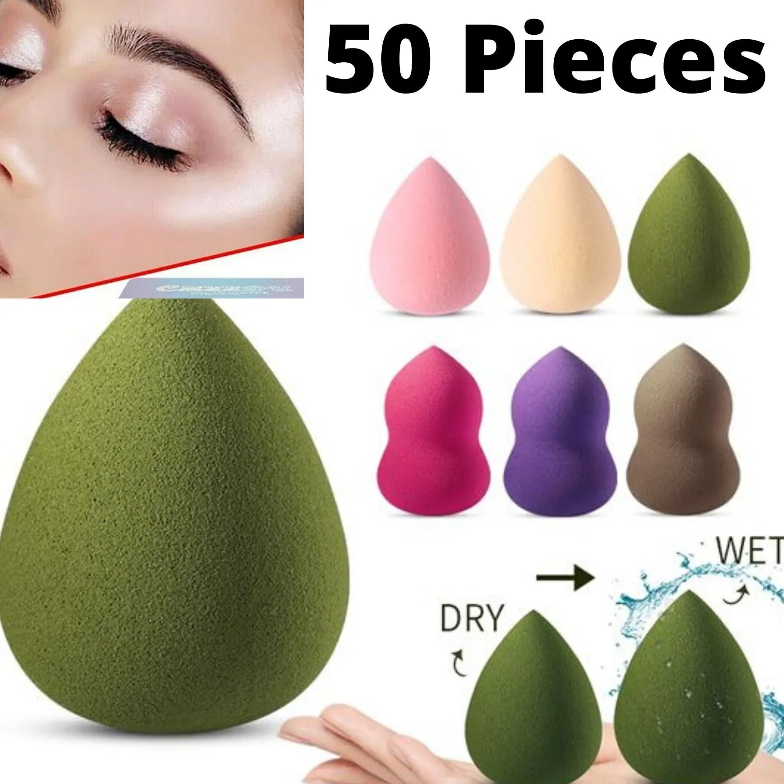 Mini Makeup Sponge Beauty Blenders Cosmetic Puff Powder Professional Foundation Cream Tool 50 Pieces
