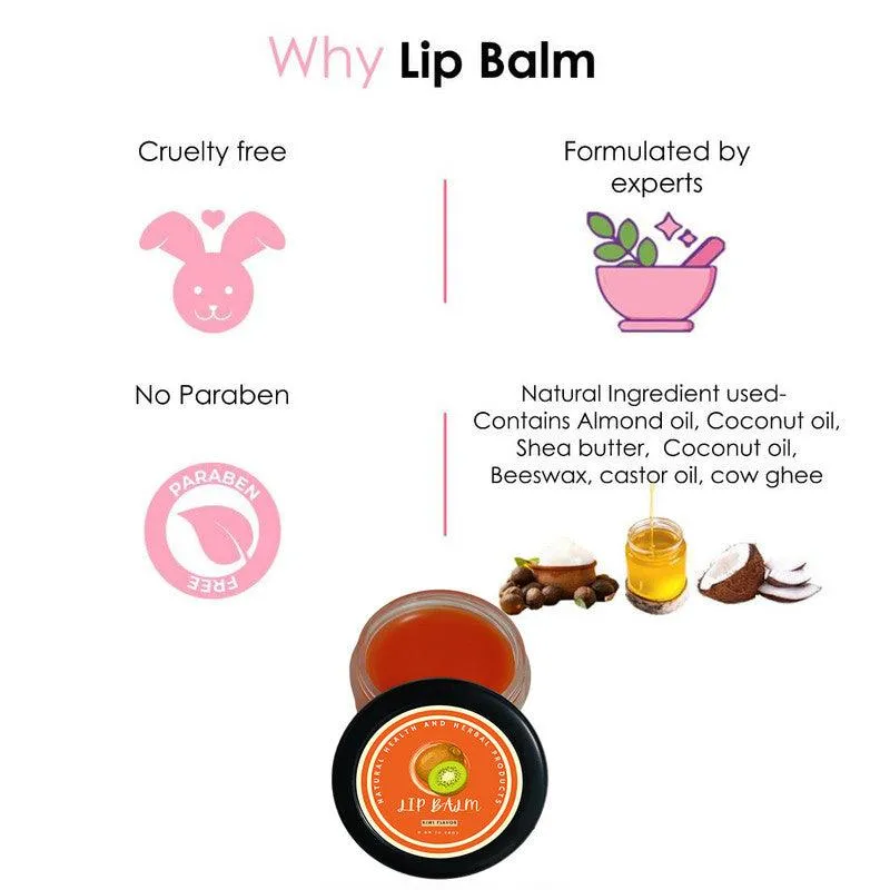 Natural Health and Herbal products Kiwi Kisses Lip Balm - Your Lips' Best Friend 12 Hour Moisturization Shea Butter 12 Hrs Miniaturization, Long Lasting, Romantic, Kissable, Smooth Enriched, Care- 8g