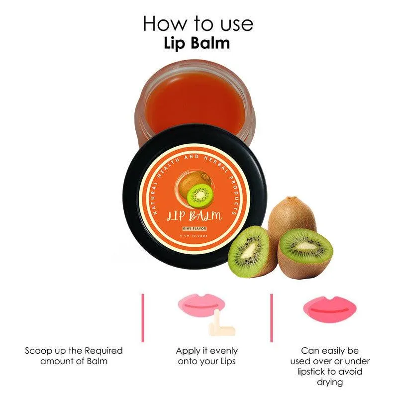 Natural Health and Herbal products Kiwi Kisses Lip Balm - Your Lips' Best Friend 12 Hour Moisturization Shea Butter 12 Hrs Miniaturization, Long Lasting, Romantic, Kissable, Smooth Enriched, Care- 8g