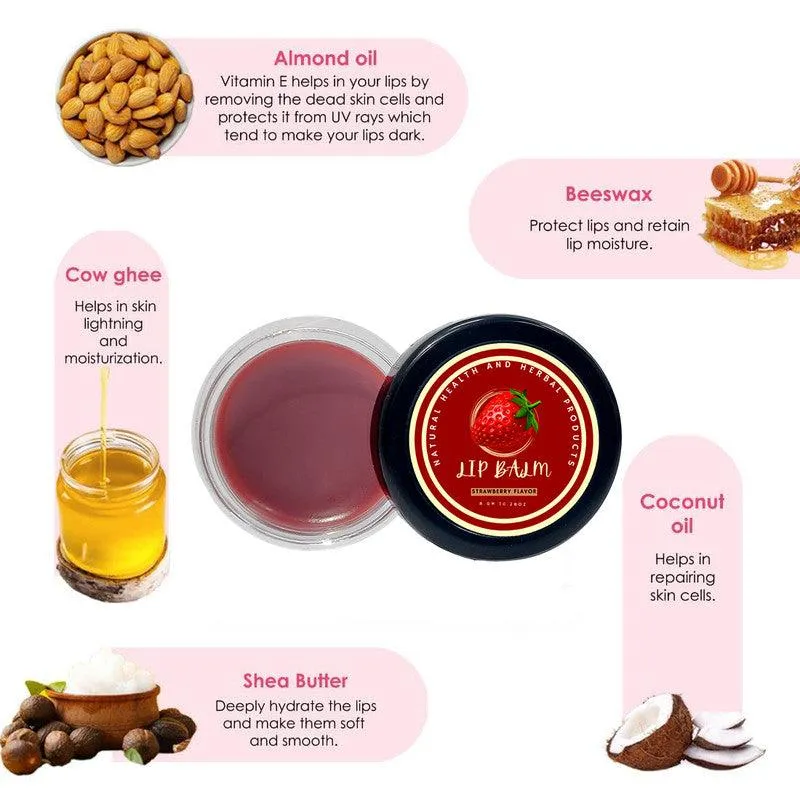 Natural Health and Herbal products Tangy Strawberry Temptation Lip Soother - Natural Goodness Morning Lips Sticks 12 Hrs Miniaturization, Long Lasting, Romantic, Kissable, Smooth Enriched, LipCare- 8g