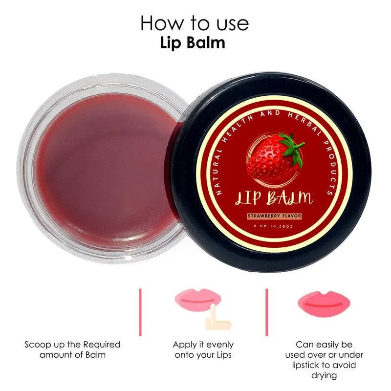 Natural Health and Herbal products Tangy Strawberry Temptation Lip Soother - Natural Goodness Morning Lips Sticks 12 Hrs Miniaturization, Long Lasting, Romantic, Kissable, Smooth Enriched, LipCare- 8g