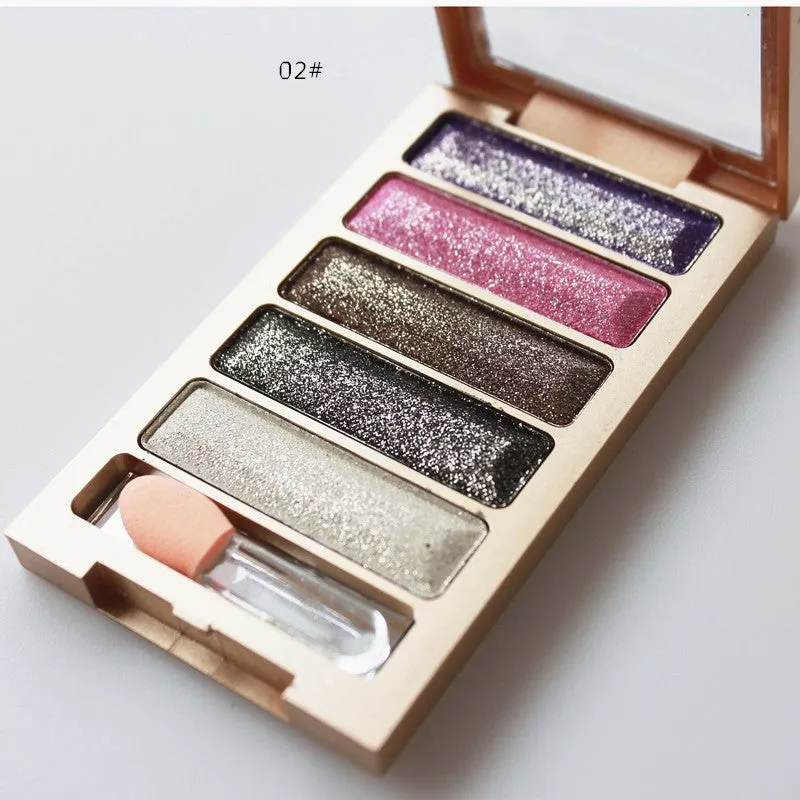 New brand 5 Color Glitter Eyeshadow Makeup Eye Shadow Palette,Super Flash Diamond Eyeshadow High Quality With Brush