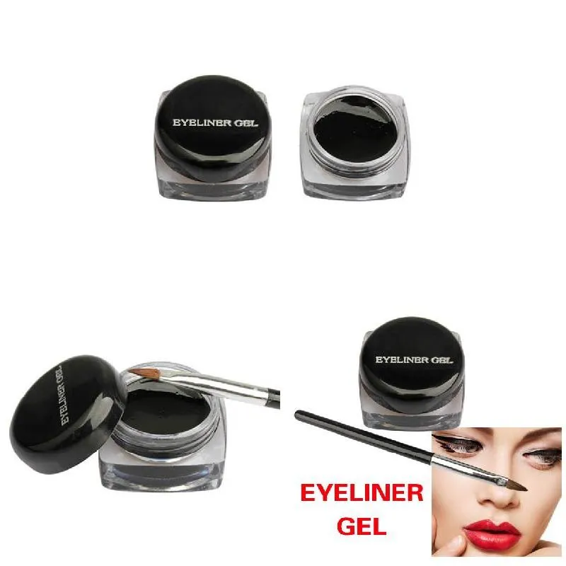 New Cosmetic Waterproof Eyeliner Gel Cream With Brush Eye Liner Makeup