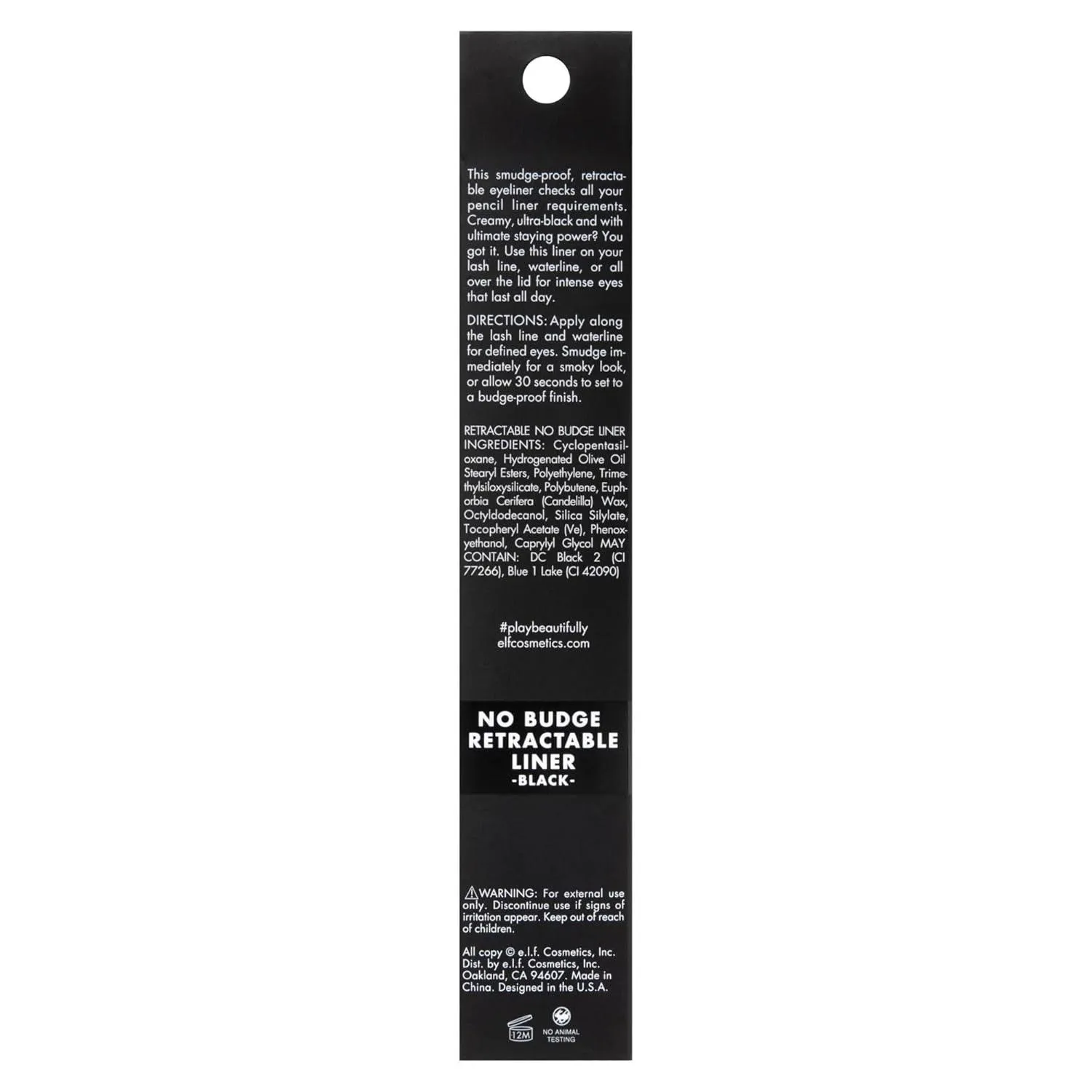 No Budge Retractable Eyeliner, Creamy, Ultra-Pigmented & Waterproof, Creates Bold & Defined Lines, Vegan & Cruelty-Free, Black 0.006 Oz