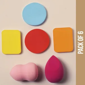 NY Bae Blender Bunch 01 | Pack Of 6 | Blender Set | Rectangle Puff | Round Puff | Teardrop Blender | Pear Blender | Flawless Makeup Application | Maximum Coverage