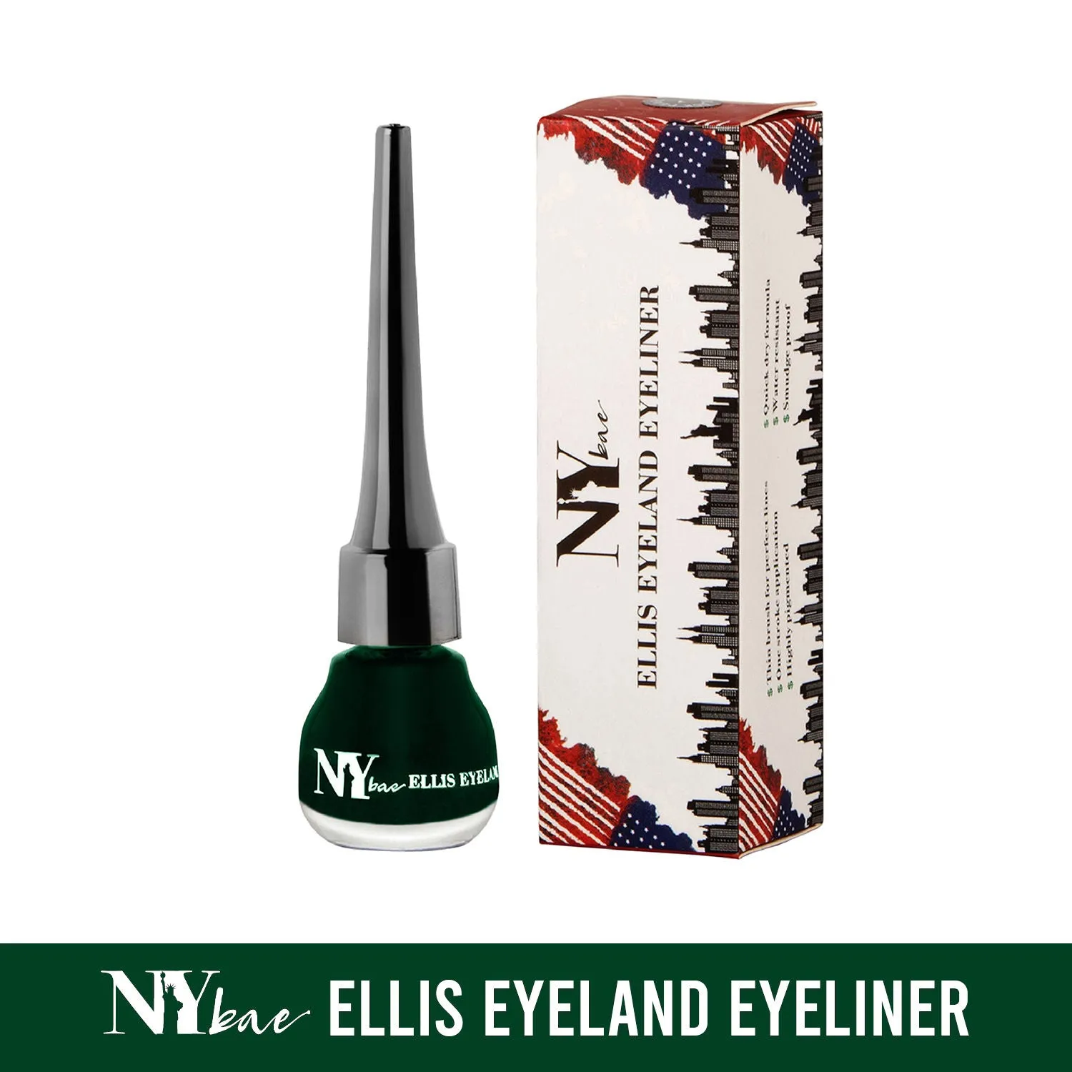 NY Bae Ellis Eyeland| Liquid eyeliner| Glossy| Waterproof - Green Moss (6 ml)
