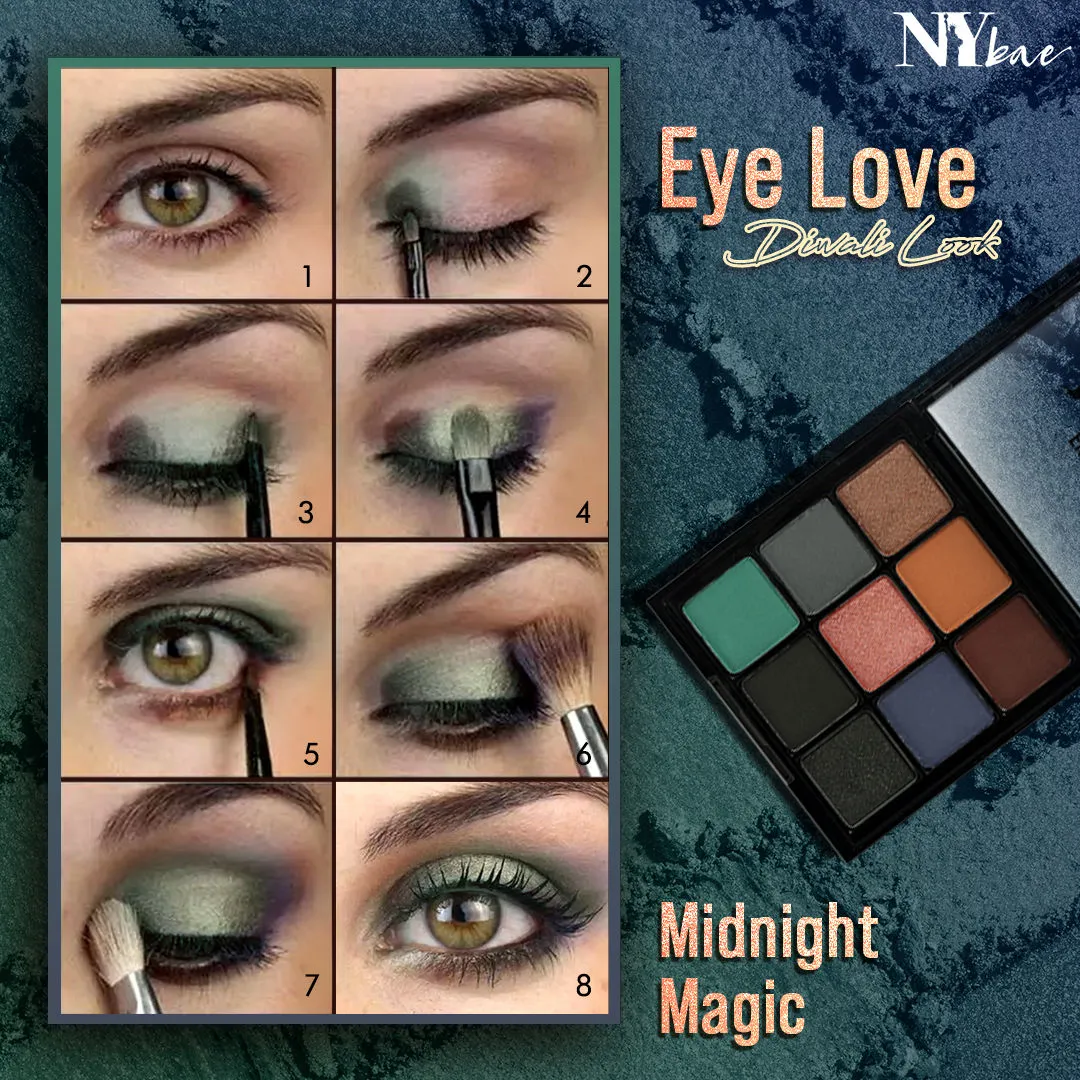 NY Bae Eye-Love Eyeshadow Palette | 9in1 Palette | Matte & Shimmer | Intense Pigment | Easily Blendable | Long Lasting | Smooth Finish | Blacks - Midnight Magic 01 (9 g)