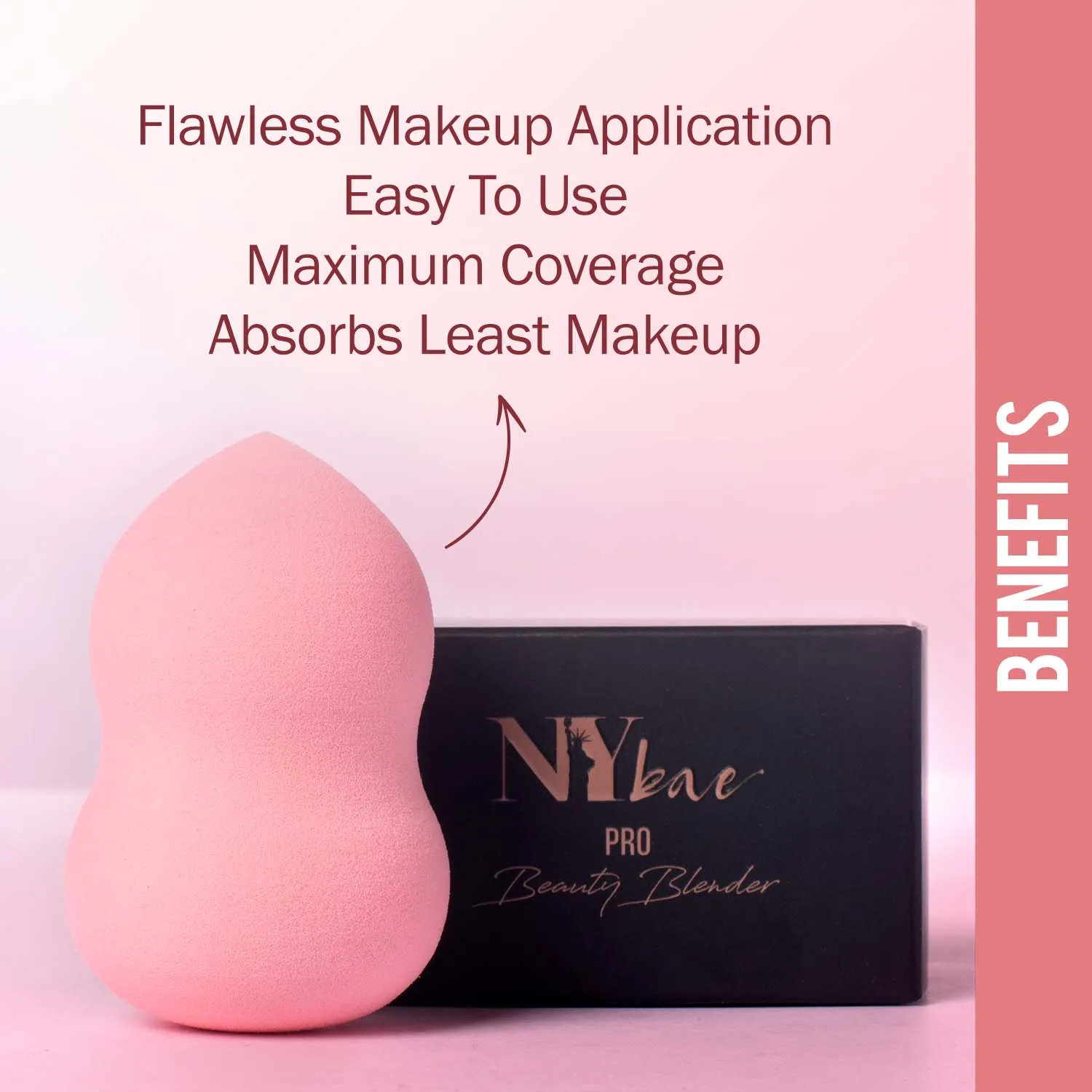 NY Bae Pro Beauty Blender | Pear Shape Blender | Pink | Flawless Makeup Application | Maximum Coverage - Supreme 01