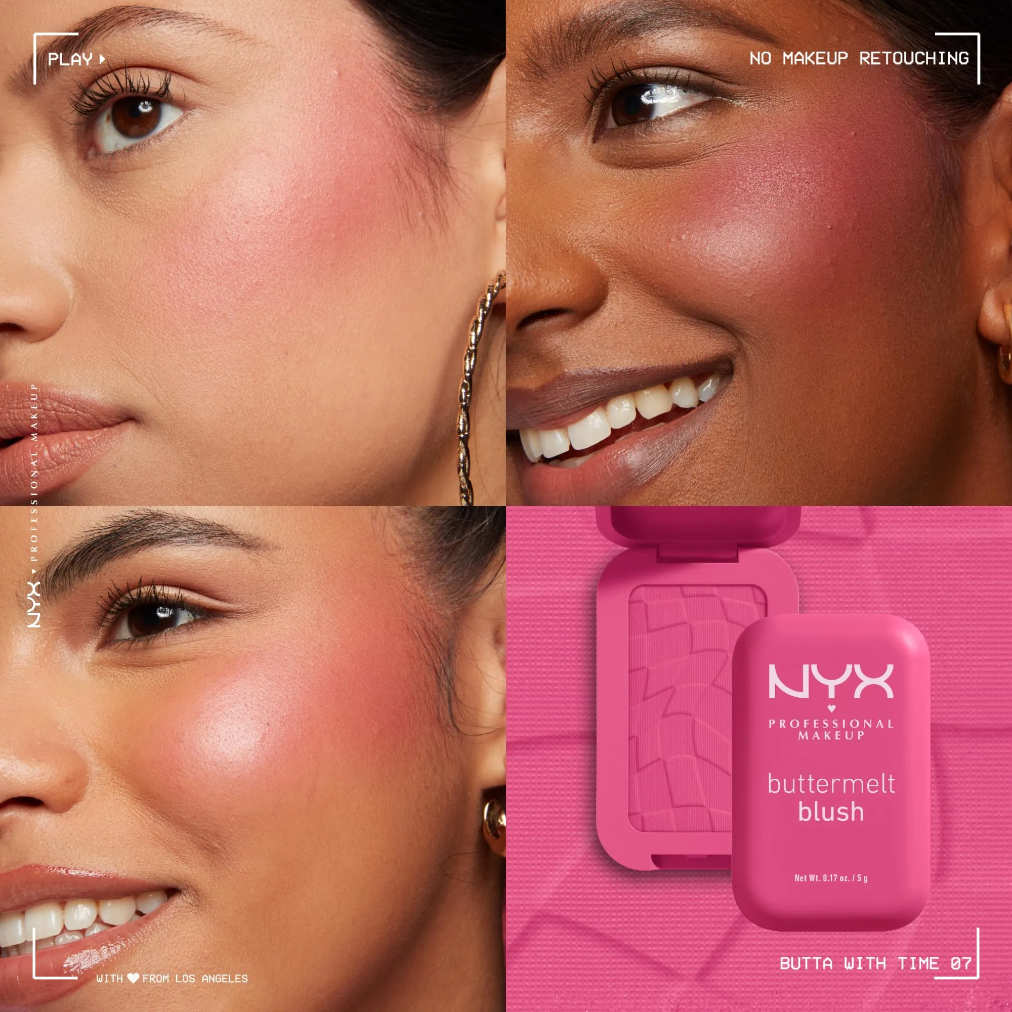 NYX Professional Makeup Buttermelt Blush, Buttery Soft Powder Blush, Up to 12 H Wear, Fade & Transfer Resistant, With Mango, Almond & Shea Butters, Shade: Butta With Time