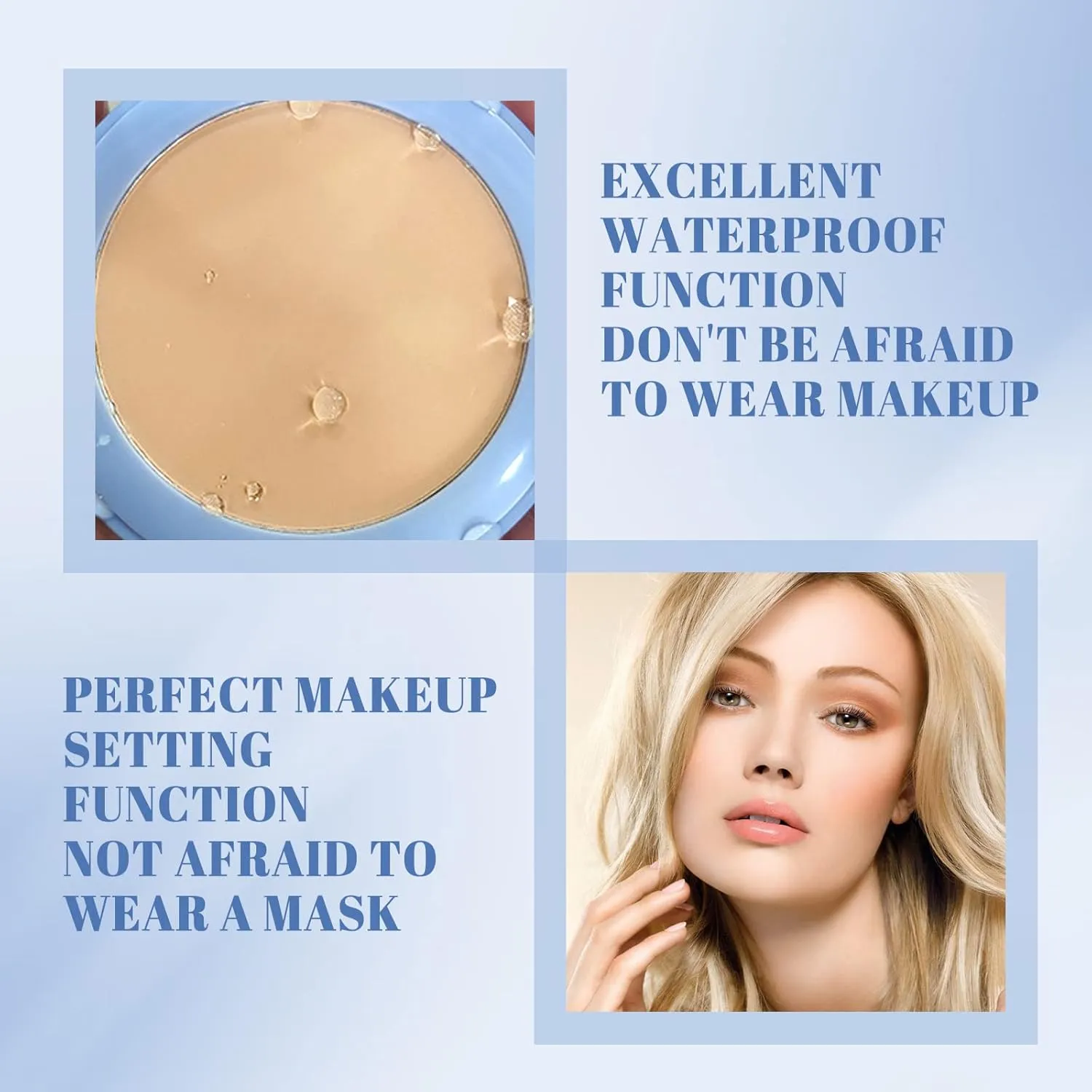 Oil Control Face Pressed Powder,Lightweight Setting Powders Foundation,Brighten Skin Color and Lasting Waterproof (NATURAL BEIGE, powder)