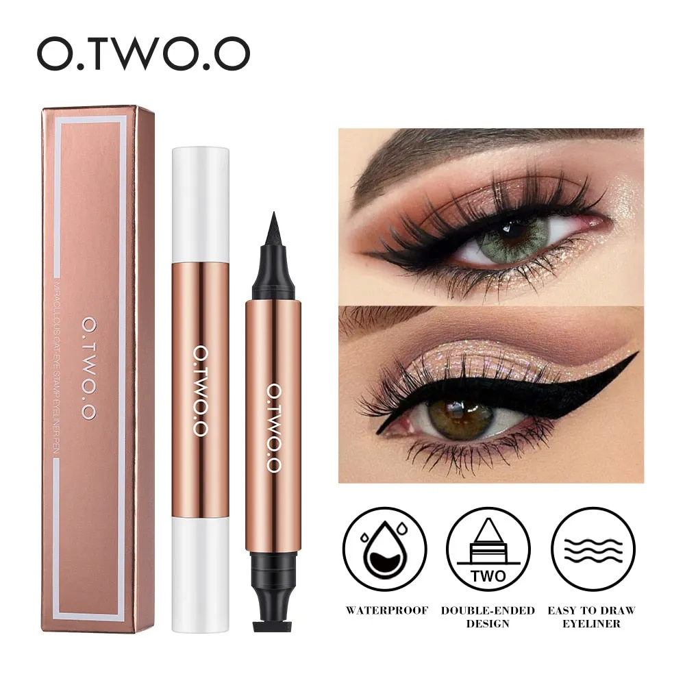 O.TWO.O Eyeliner Stamp Black Liquid Eyeliner / Pen Waterproof Fast Dry Double-ended Eye Liner Pencil