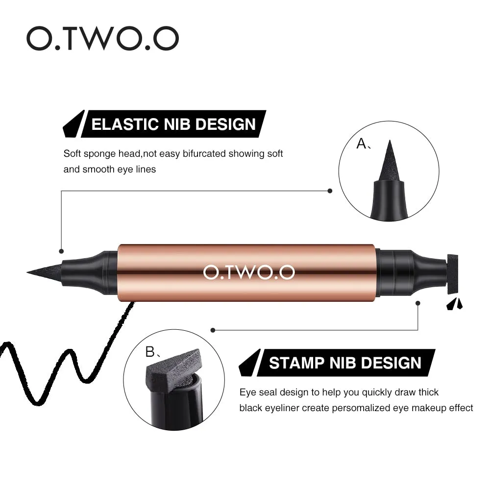 O.TWO.O Eyeliner Stamp Black Liquid Eyeliner / Pen Waterproof Fast Dry Double-ended Eye Liner Pencil
