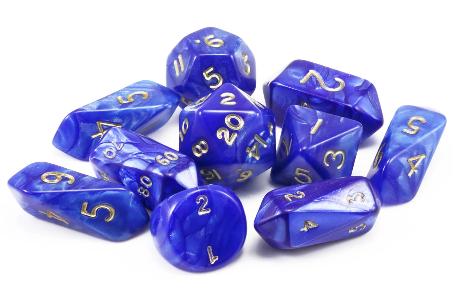 Pearlescent Hybrid Dice (Blue) | 10pc TTRPG Role Playing Game Dice Set