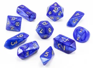 Pearlescent Hybrid Dice (Blue) | 10pc TTRPG Role Playing Game Dice Set