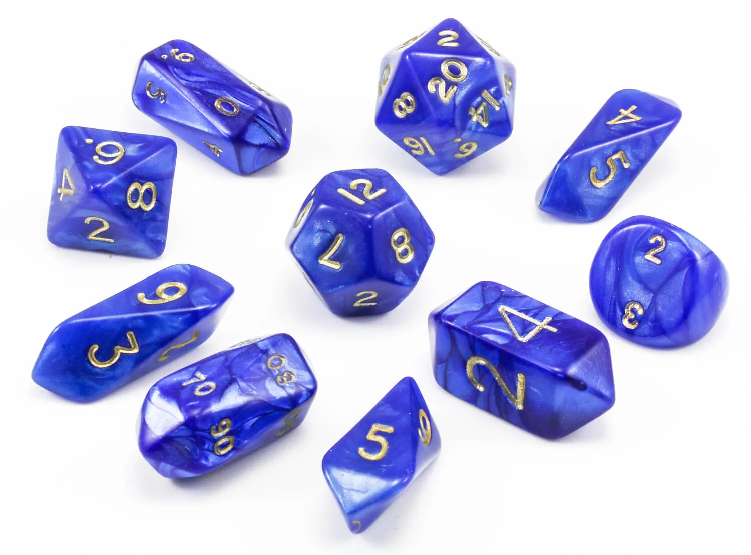 Pearlescent Hybrid Dice (Blue) | 10pc TTRPG Role Playing Game Dice Set