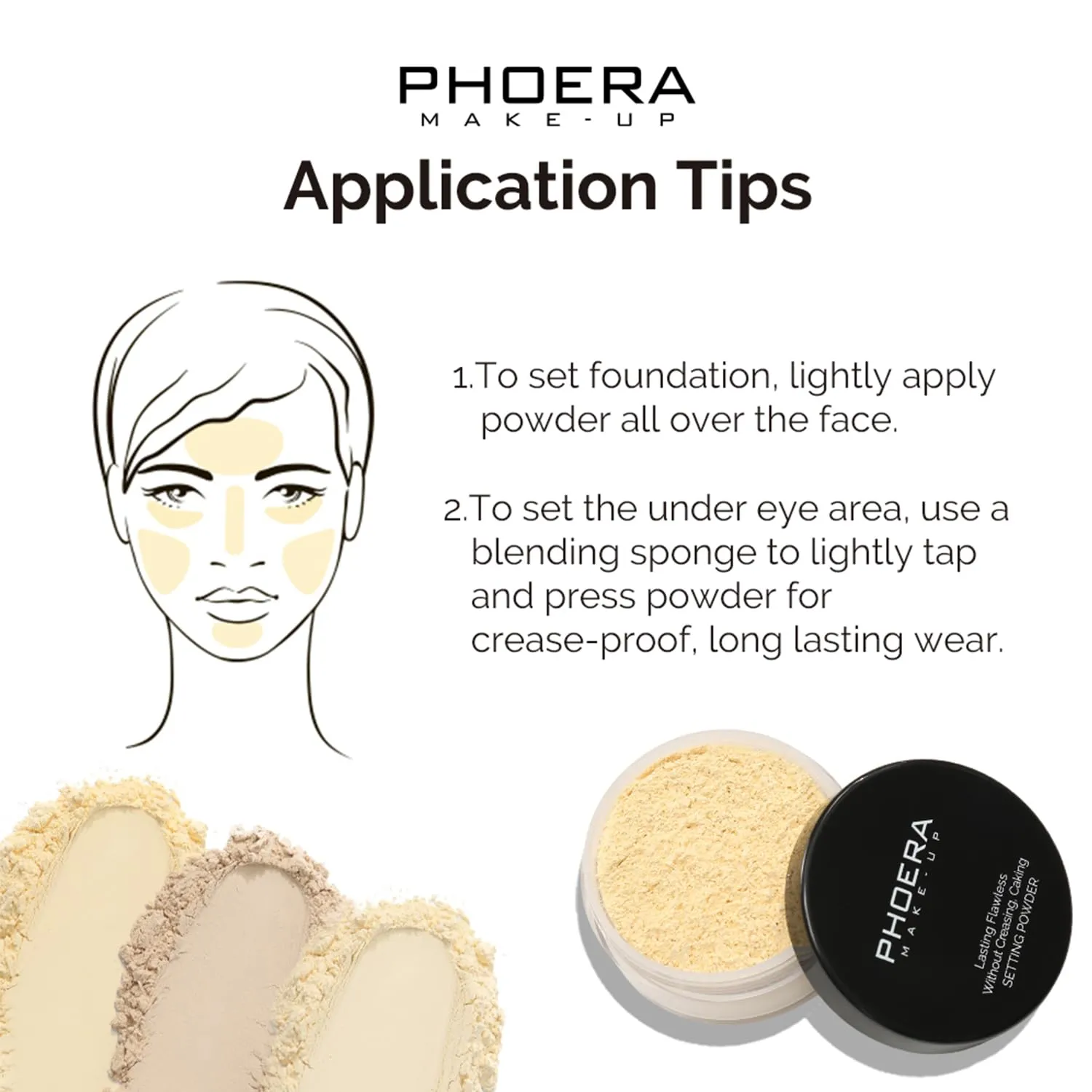 PHOERA Foundation Face Powder, Soft Focus Setting Powder, Silky Powder For Creating Without Shine, Smooths Pores & Lines, Up to 24H Wear Oil Control,0.49 Oz (N.02 Cool Beige)