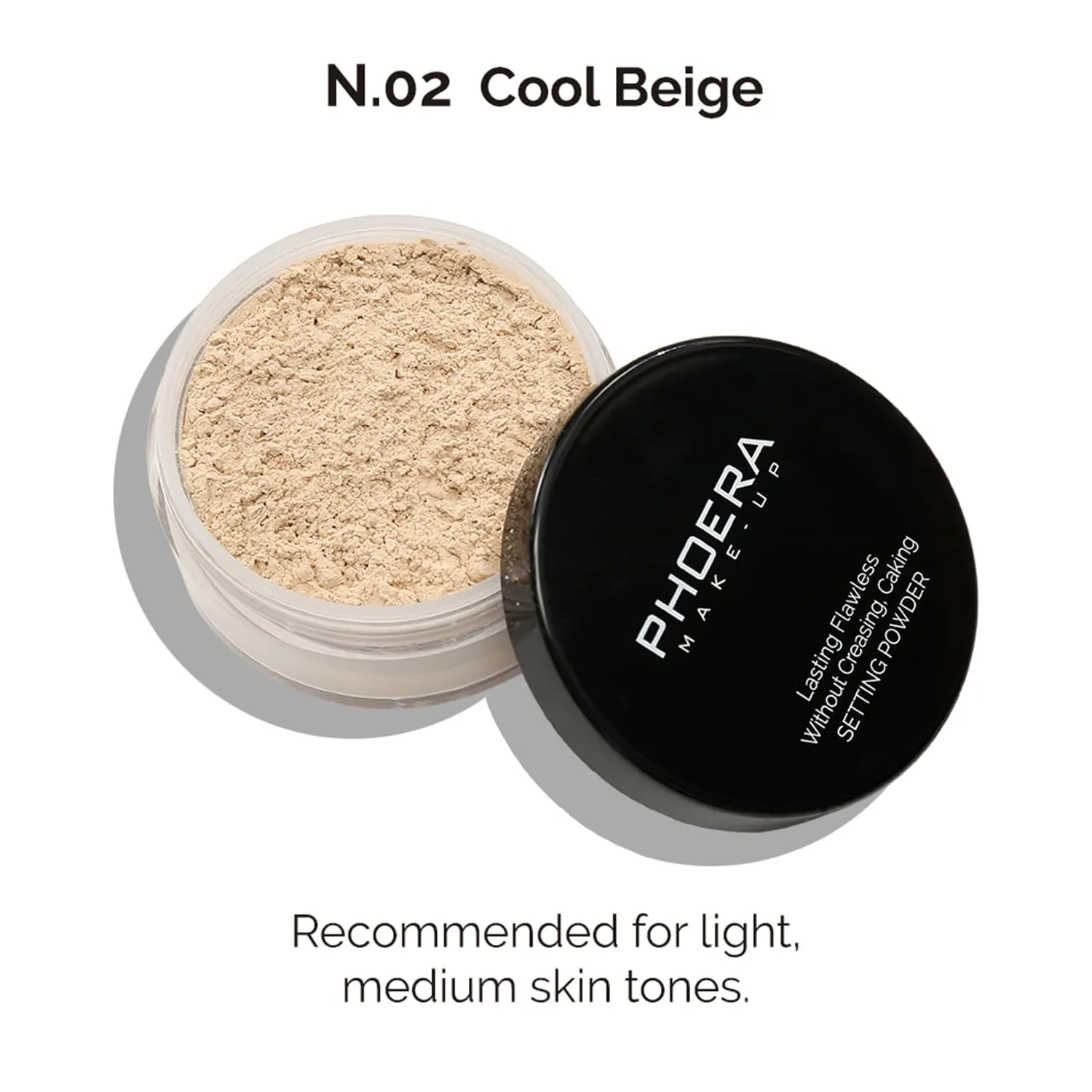 PHOERA Foundation Face Powder, Soft Focus Setting Powder, Silky Powder For Creating Without Shine, Smooths Pores & Lines, Up to 24H Wear Oil Control,0.49 Oz (N.02 Cool Beige)