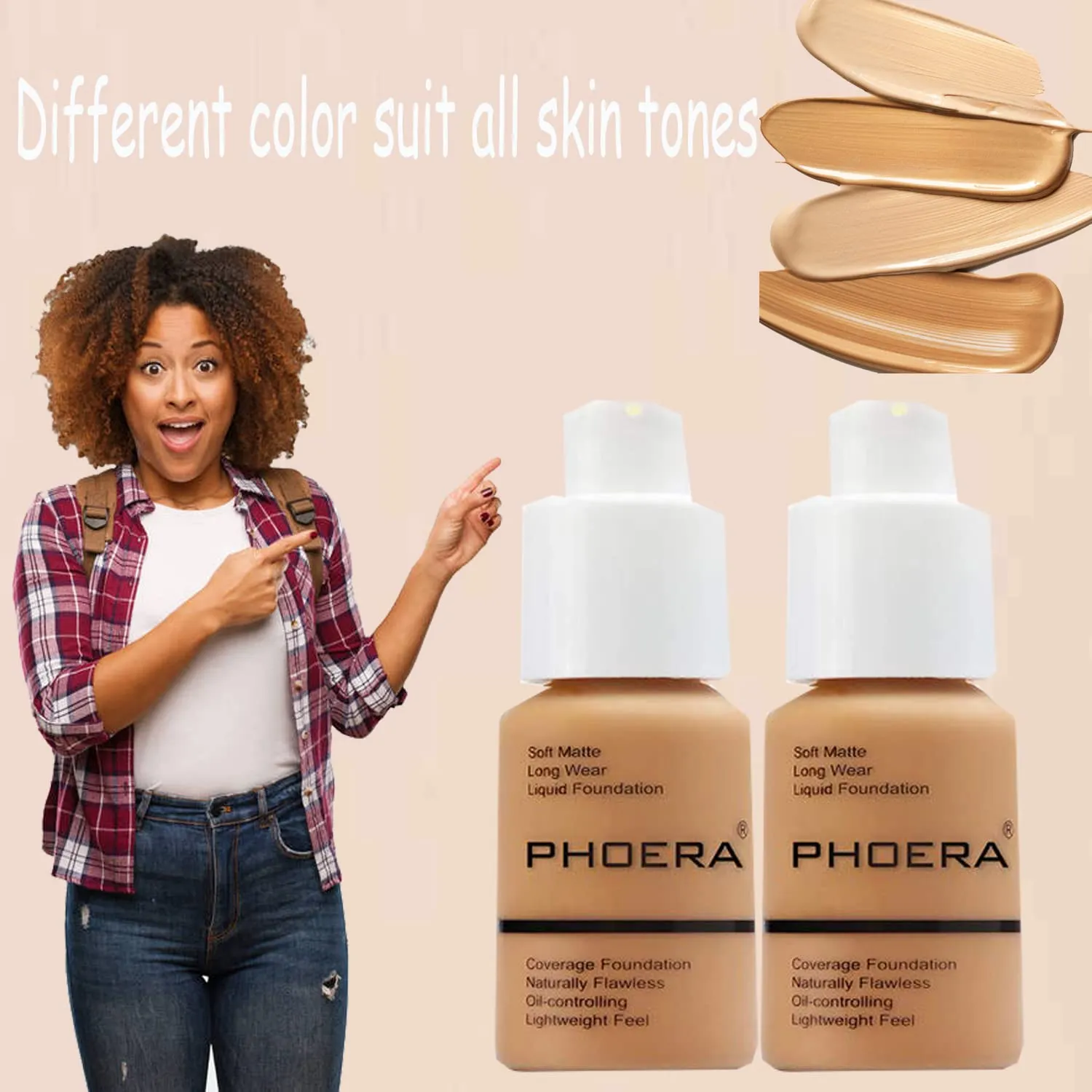 PHOERA Full Coverage Flawless Concealer Matte Oil Control Long Lasting Moisturizing Base Liquid Cover Cream Colour Changing Foundation for Women & Girls