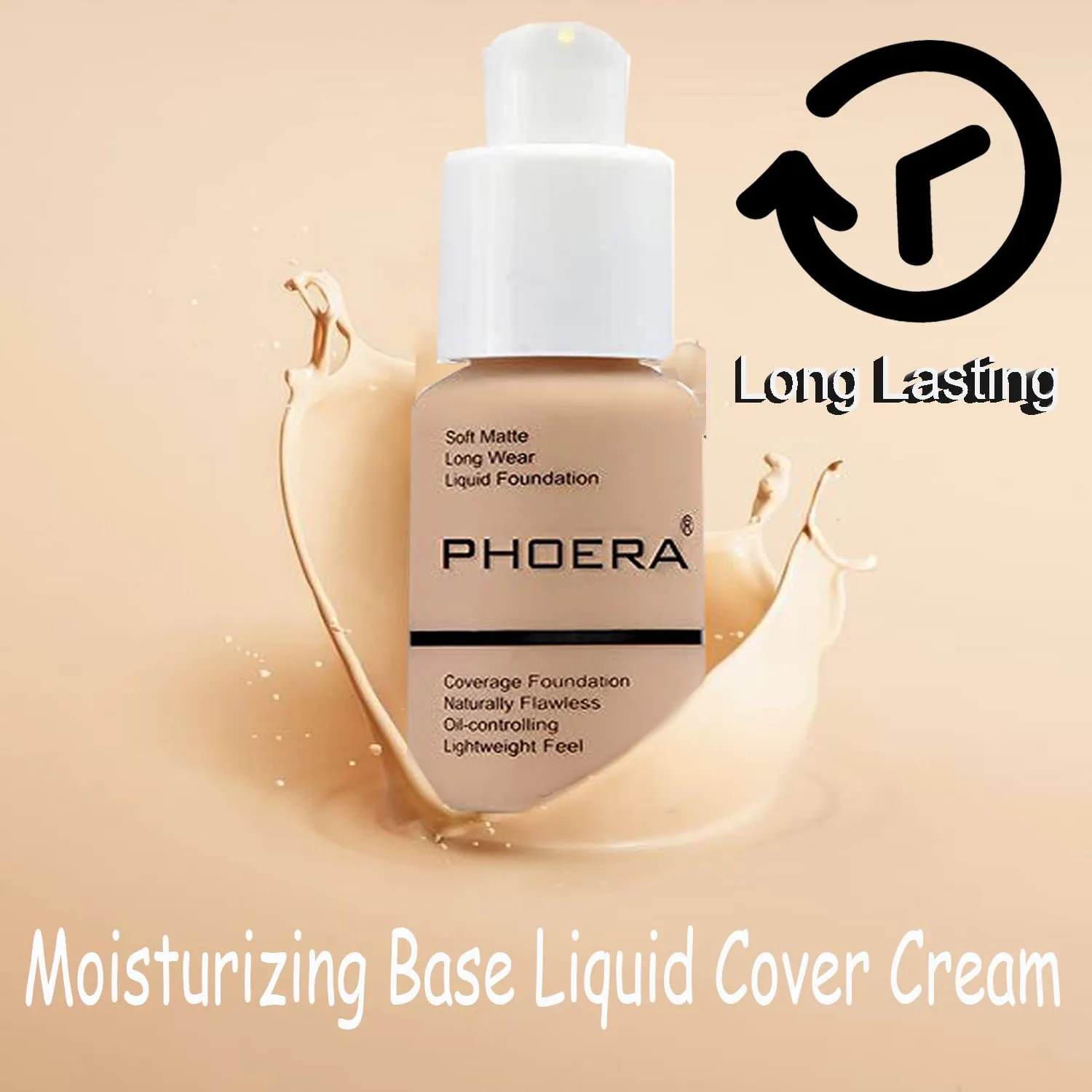 PHOERA Full Coverage Flawless Concealer Matte Oil Control Long Lasting Moisturizing Base Liquid Cover Cream Colour Changing Foundation for Women & Girls