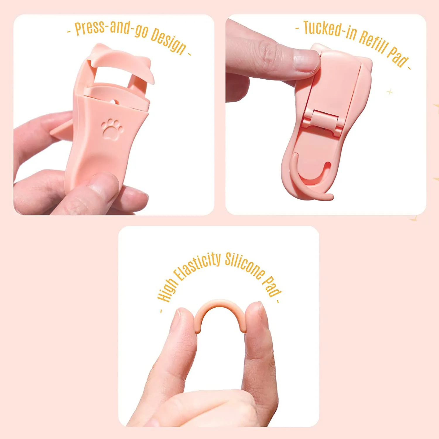 Pink Eyelash Curler with Silicone Pads
