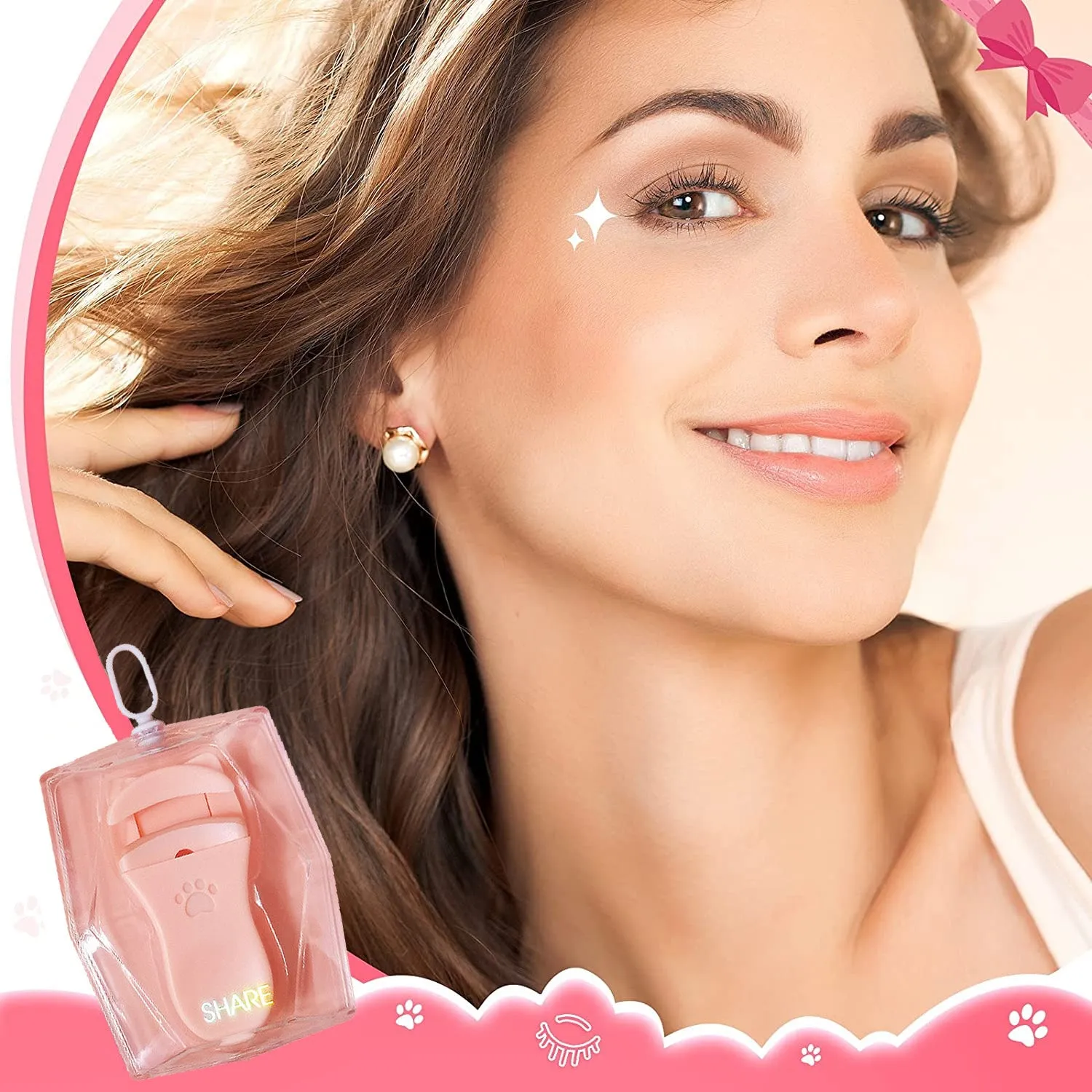 Pink Eyelash Curler with Silicone Pads