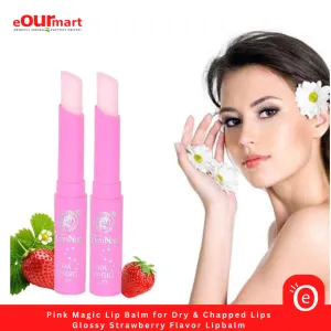 Pink Magic Lip Balm for Dry & Chapped Lips | Glossy Strawberry Flavor Lipbalm