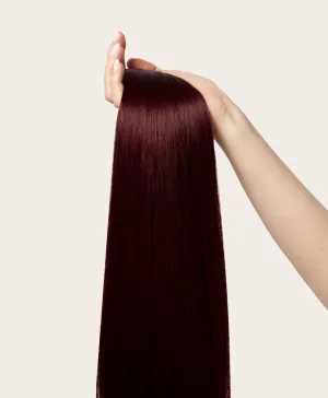 Plum Red, 16" Seamless Clip-In Hair Extensions, 160g