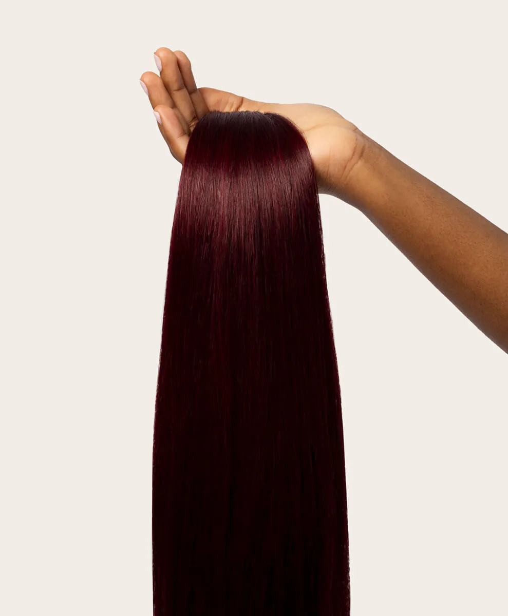 Plum Red, 16" Seamless Clip-In Hair Extensions, 160g