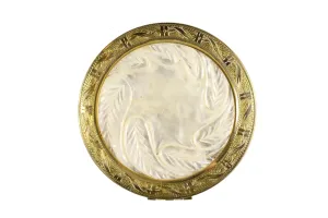 Powder compact case engraved mother of pearl