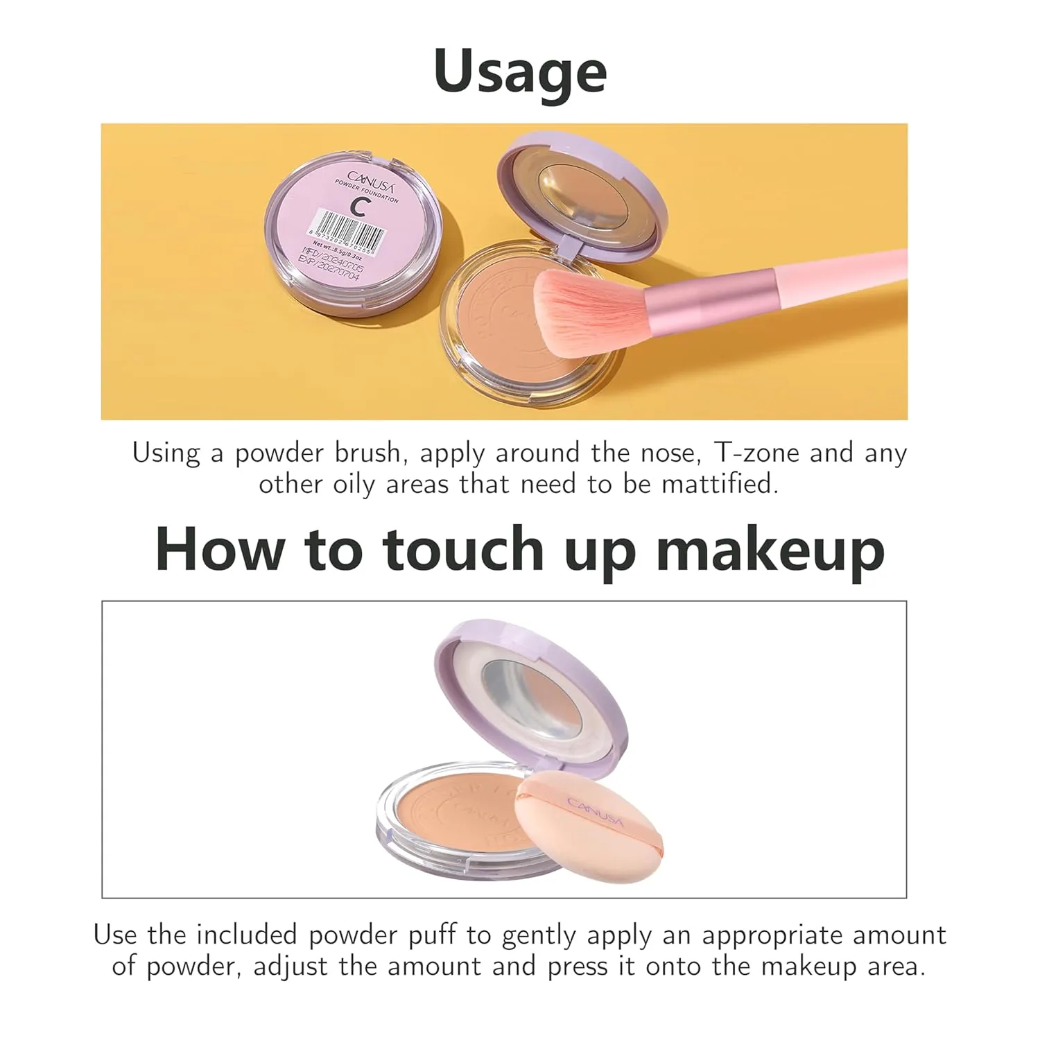 POWDER FOUNDATION soft-focus formula, fine pores, and long-las ting, makeup setting (C, ONE SIZE)