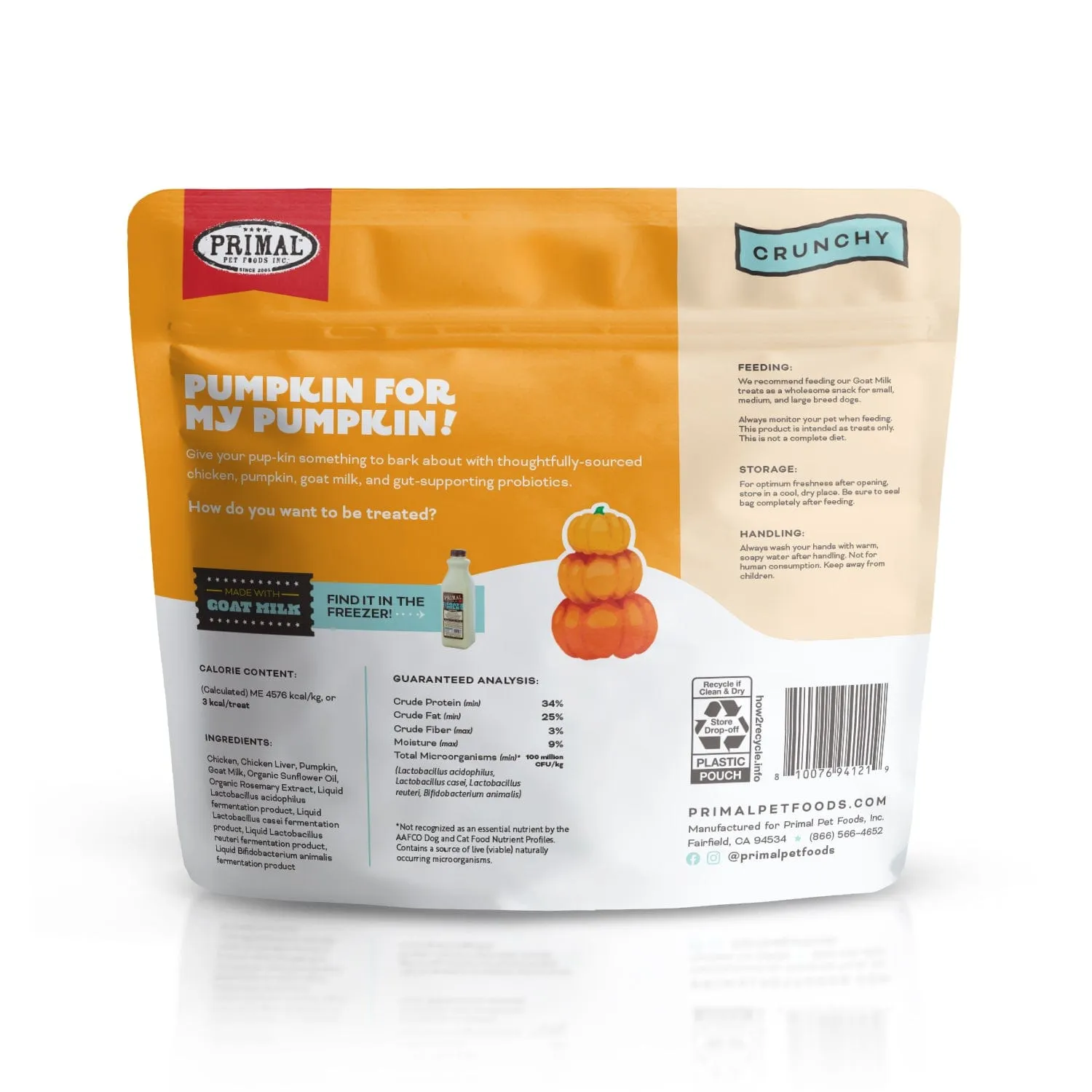 Primal Pumpkin For My Pumpkin Chicken & Pumpkin with Goat Milk Recipe Treats for Dogs