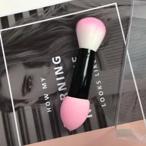 Professional Dual Head Nylon Blush Brush And Sponge