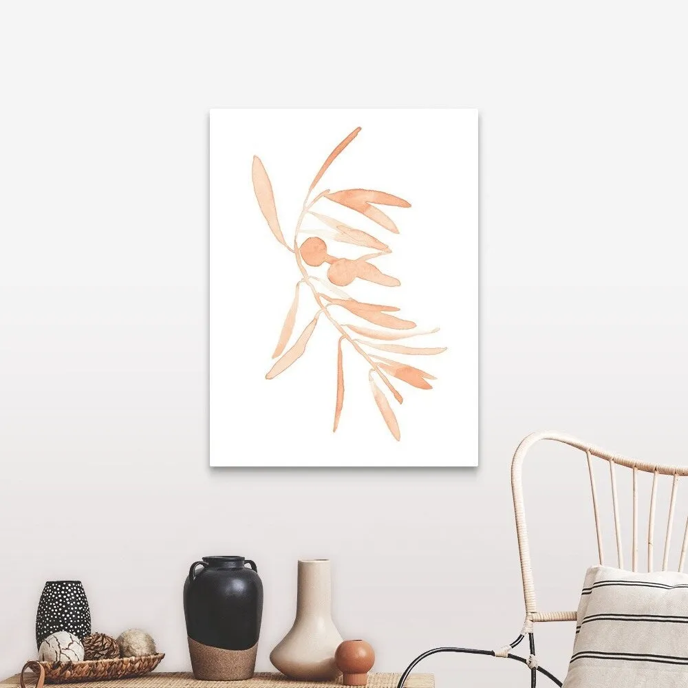"Blush Olive Branch I" Canvas Wall Art