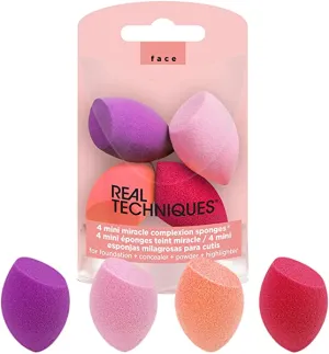 Real Techniques Mini Miracle Complexion Sponge Makeup Blender, Beauty Sponges, 4 Count