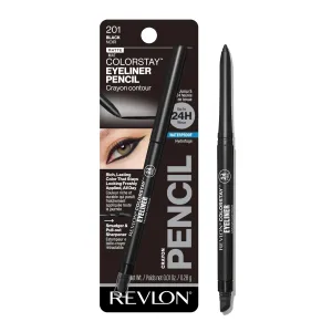 Revlon ColorStay Pencil Waterproof Eyeliner, Smudge-Proof, Eye Makeup with Built-In Sharpener, Packaging May Vary, 201 Black, 0.01 oz