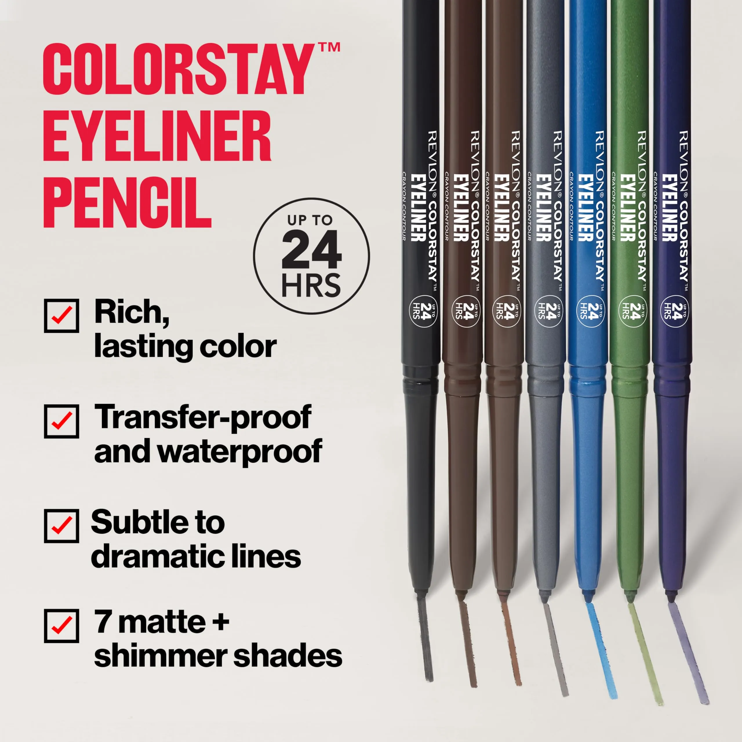Revlon ColorStay Pencil Waterproof Eyeliner, Smudge-Proof, Eye Makeup with Built-In Sharpener, Packaging May Vary, 201 Black, 0.01 oz