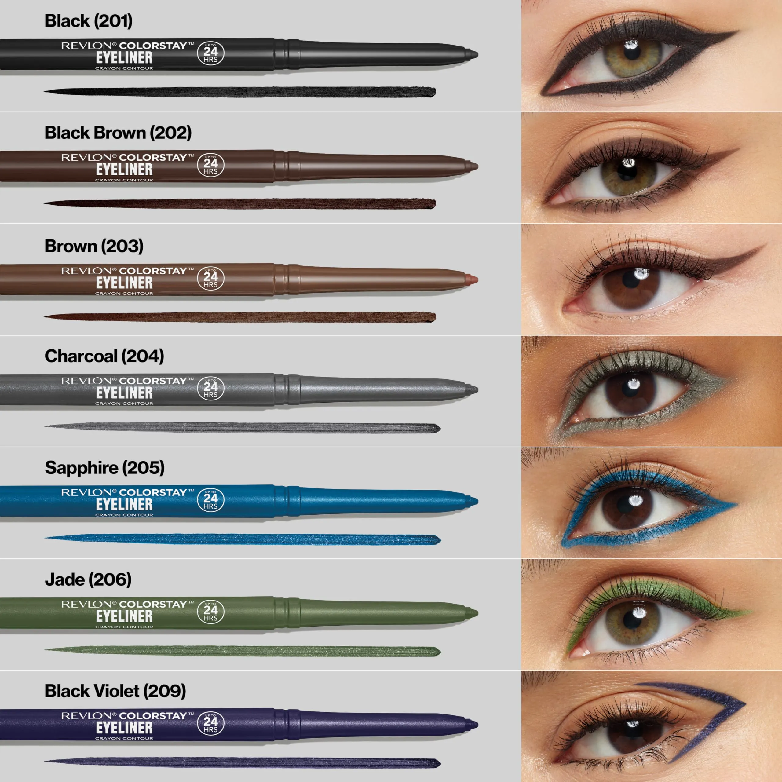 Revlon ColorStay Pencil Waterproof Eyeliner, Smudge-Proof, Eye Makeup with Built-In Sharpener, Packaging May Vary, 201 Black, 0.01 oz