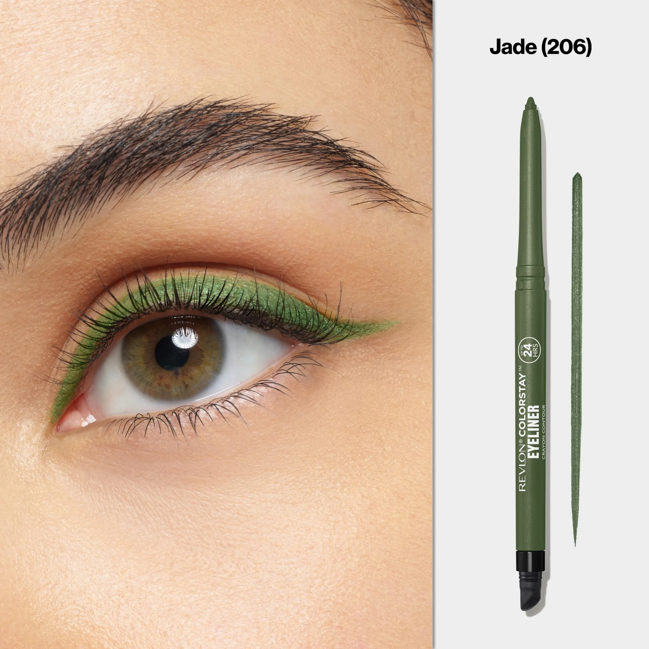Revlon Pencil Eyeliner, ColorStay Eye Makeup with Built-in Sharpener, Waterproof, Smudgeproof, Longwearing with Ultra-Fine Tip, 206 Jade, 0.01 Oz/ 0.28g