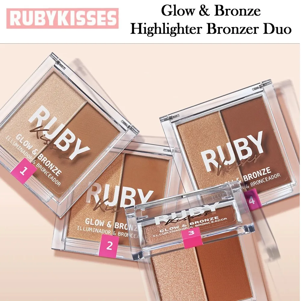 Ruby Kisses Glow & Bronze Highlighter Bronzer, 2-in-1 Pressed Powder Compact