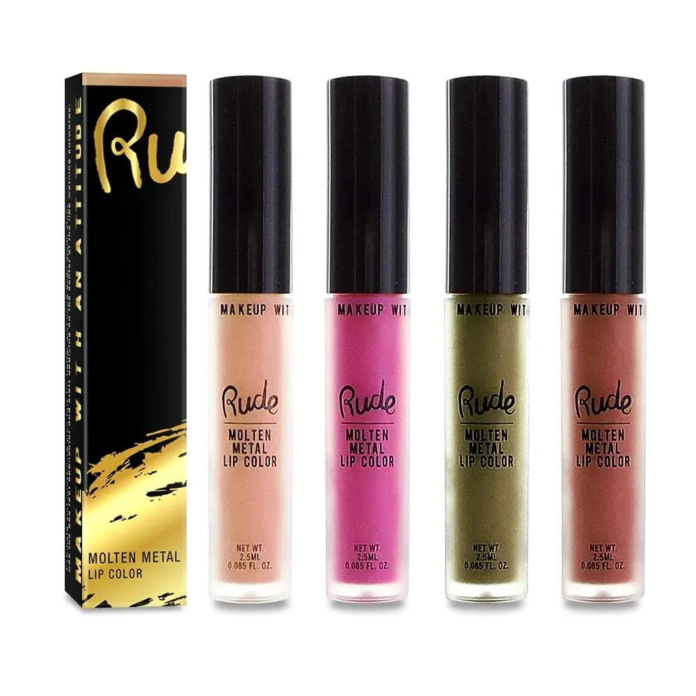 RUDE Molten Metal Lip Color Display Set, 144 Pieces   12 Testers
