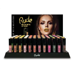 RUDE Molten Metal Lip Color Display Set, 144 Pieces   12 Testers